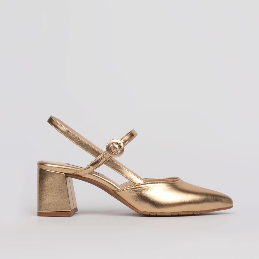 Heel shoes golden leather LORENA | LT Woman Shoes Collection