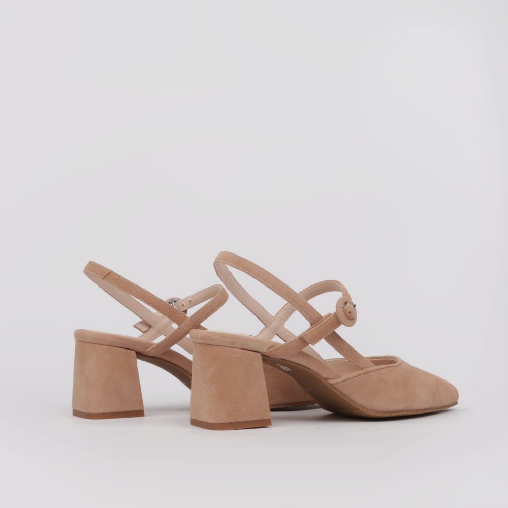 Nude suede comfortable heel shoes LORENA | LT Collection