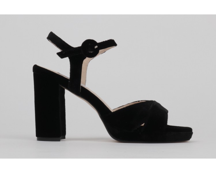 Black velvet platform sandals TERESA