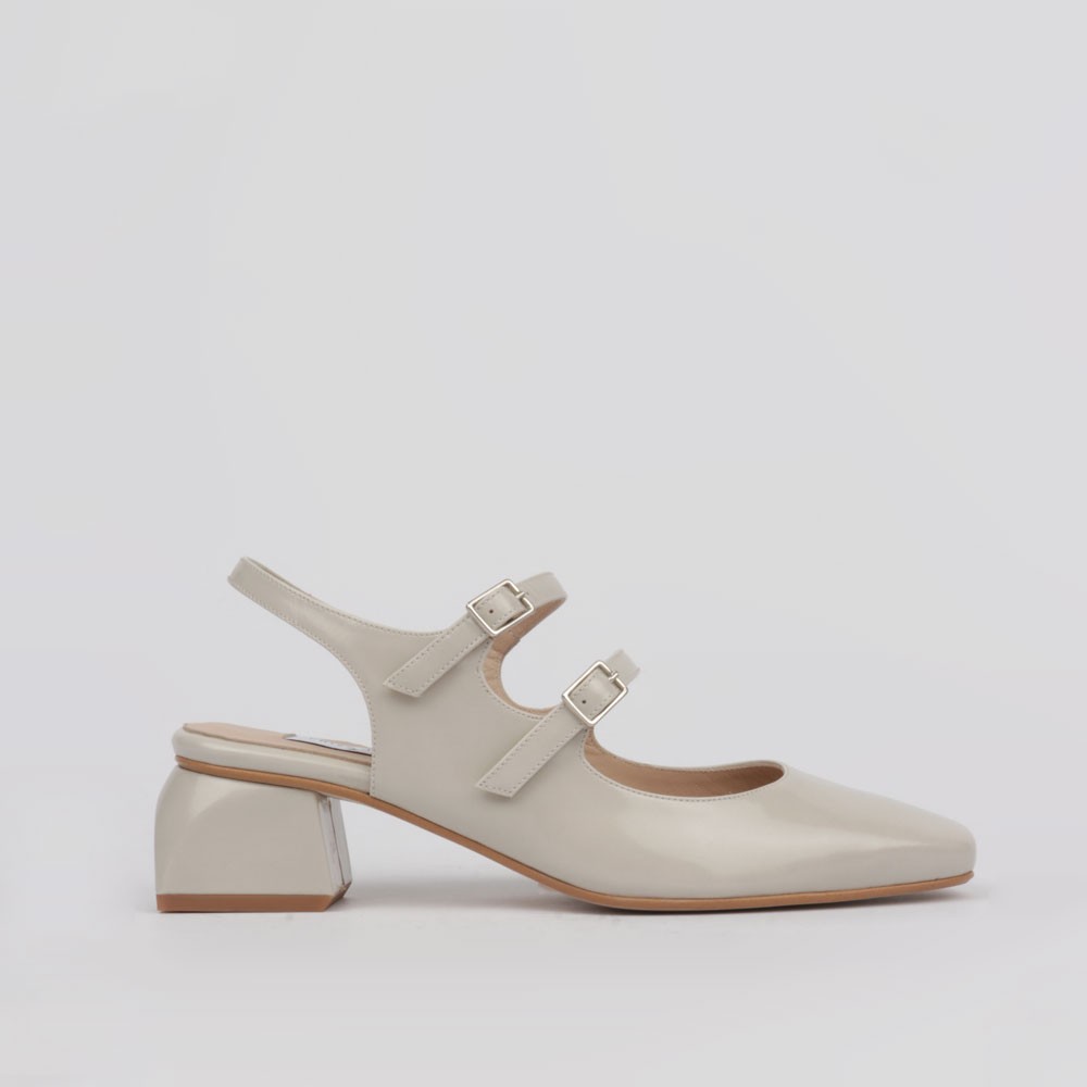 White-off slingback Mary Jane shoes | LT Women's Collection