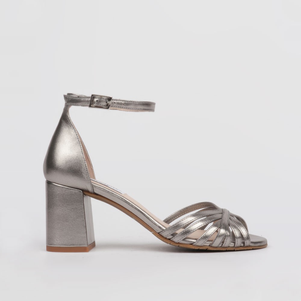 Women silver sandals | Dress sandal comfortable heel BELEN