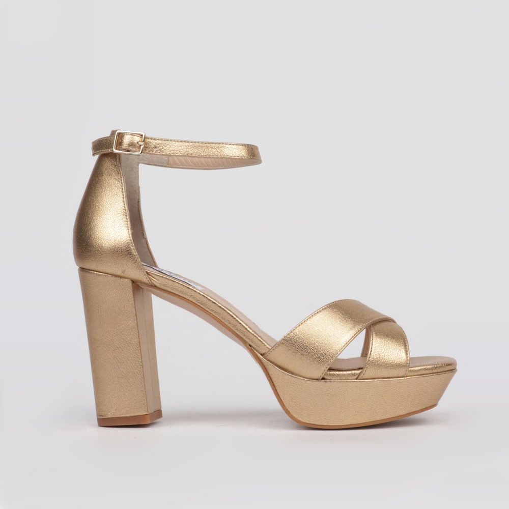 Platform sandals golden leather | Collection Women Dress Sandal