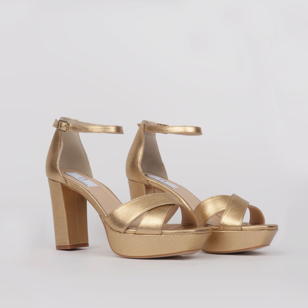 Platform sandals golden leather | Collection Women Dress Sandal
