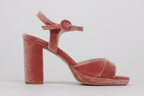 Pink velvet platform sandals TERESA