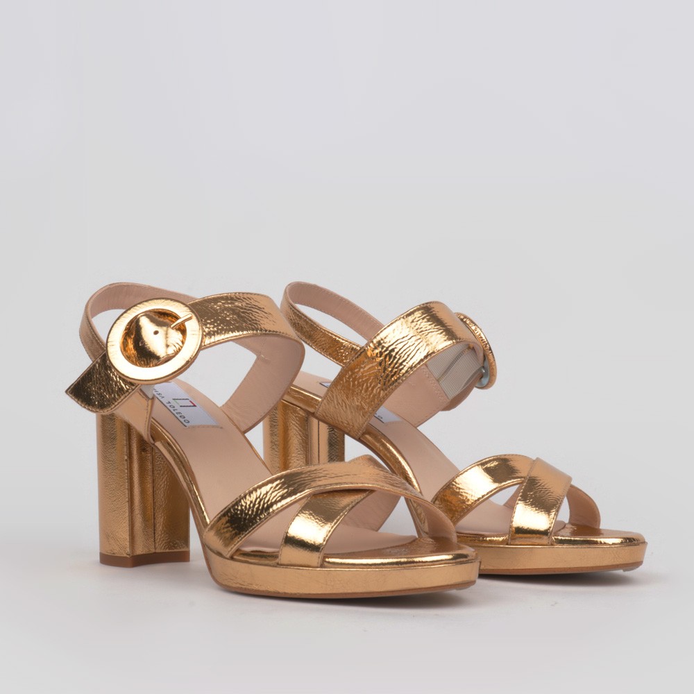 Women golden leather sandal - Dress women sandals PILAR
