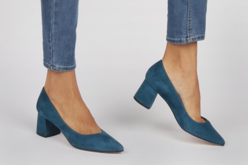Comfortable heel shoes blue petrol EVA
