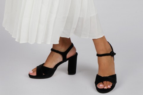 Black velvet platform sandals TERESA