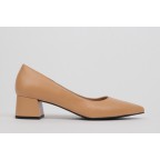 Camel leather low heel shoes MARINA