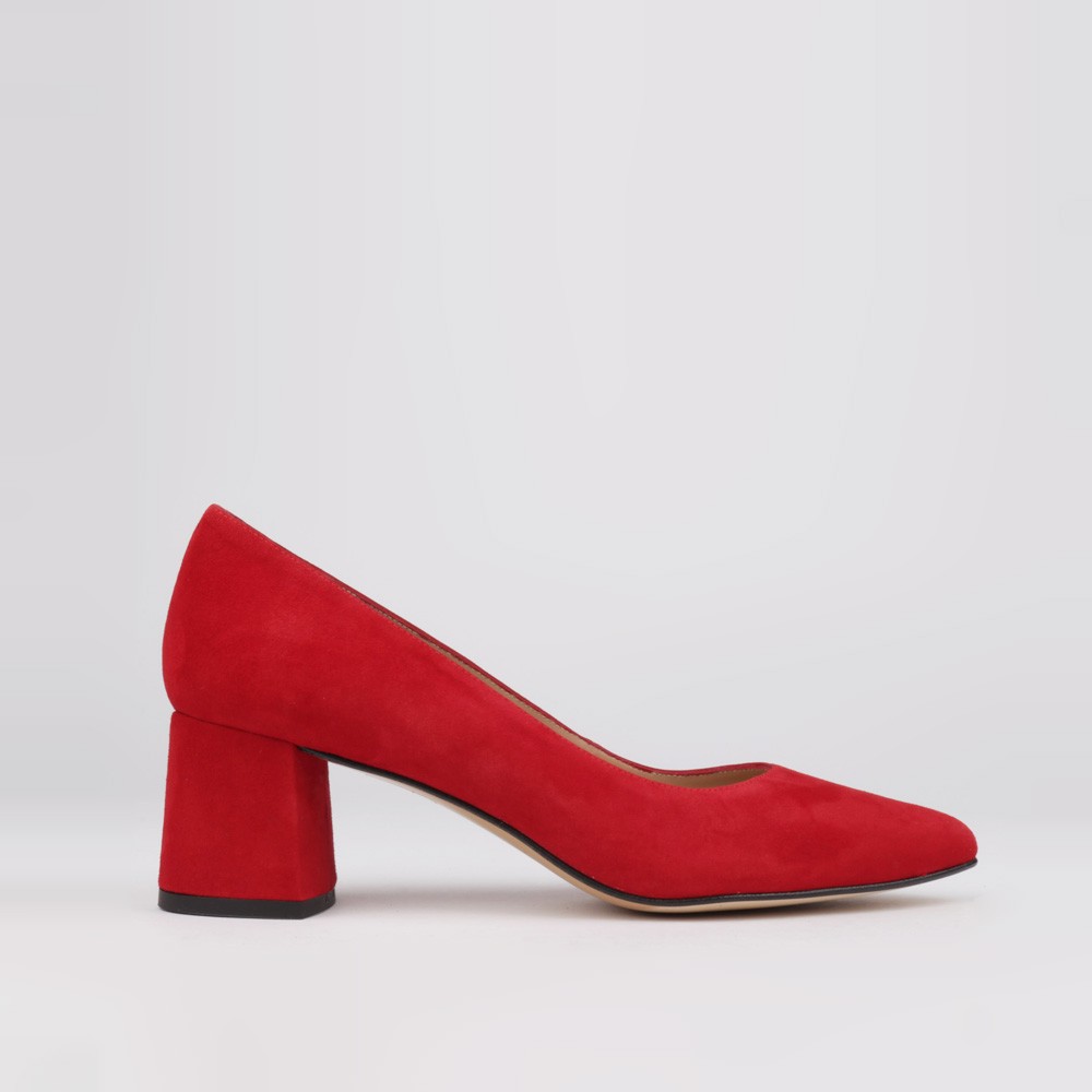 Low heel shoes red suede EVA