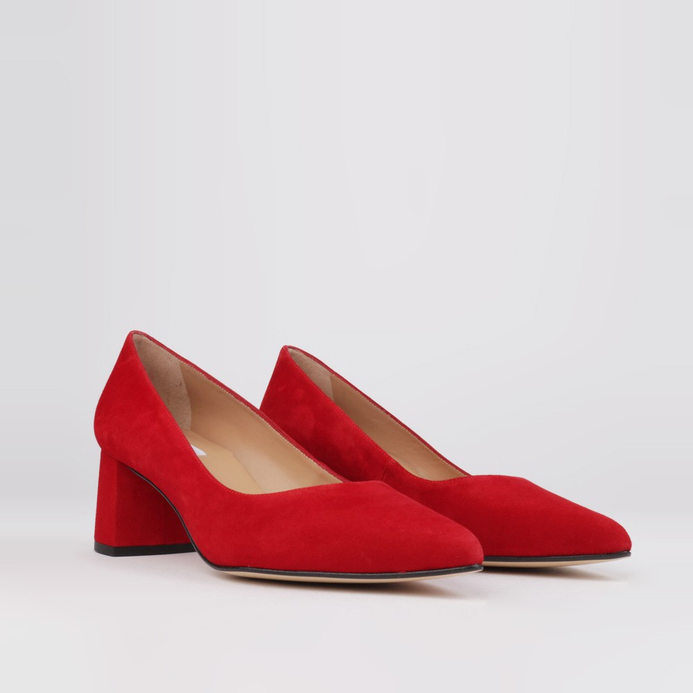 Low heel shoes red suede EVA
