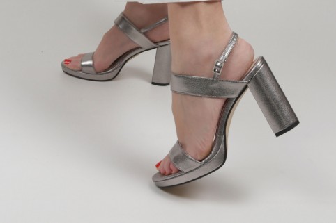 Dress sandals silver leather SABRINA