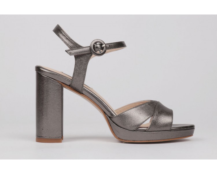 Platform sandal silver leather TERESA