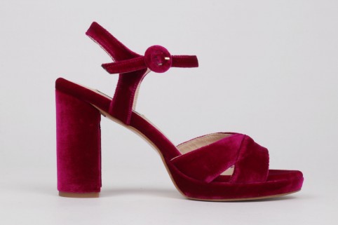 Burgundy velvet sandals TERESA