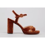 Terracotta velvet platform sandals Teresa