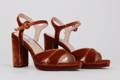 Terracotta velvet platform sandals Teresa