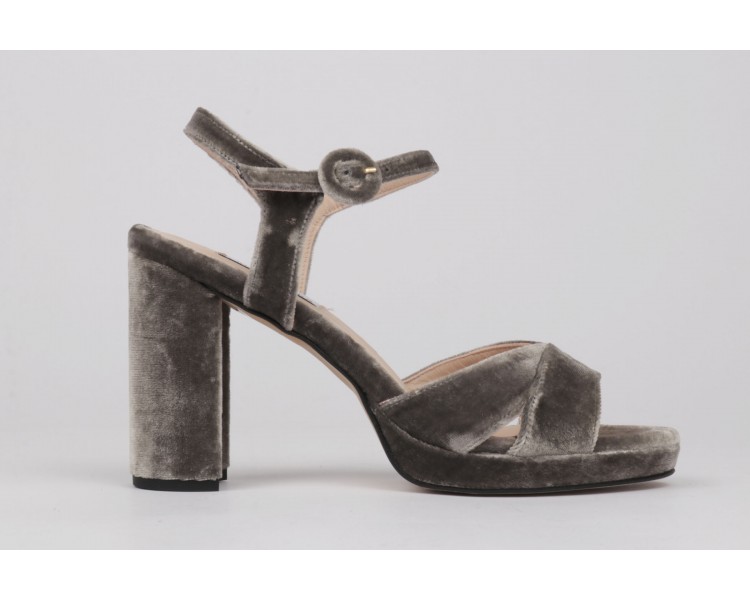 Grey velvet sandals TERESA