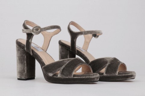 Grey velvet sandals TERESA