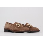 Taupe suede loafers gold detail AITANA