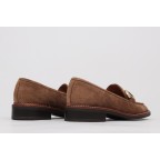 Taupe suede loafers gold detail AITANA