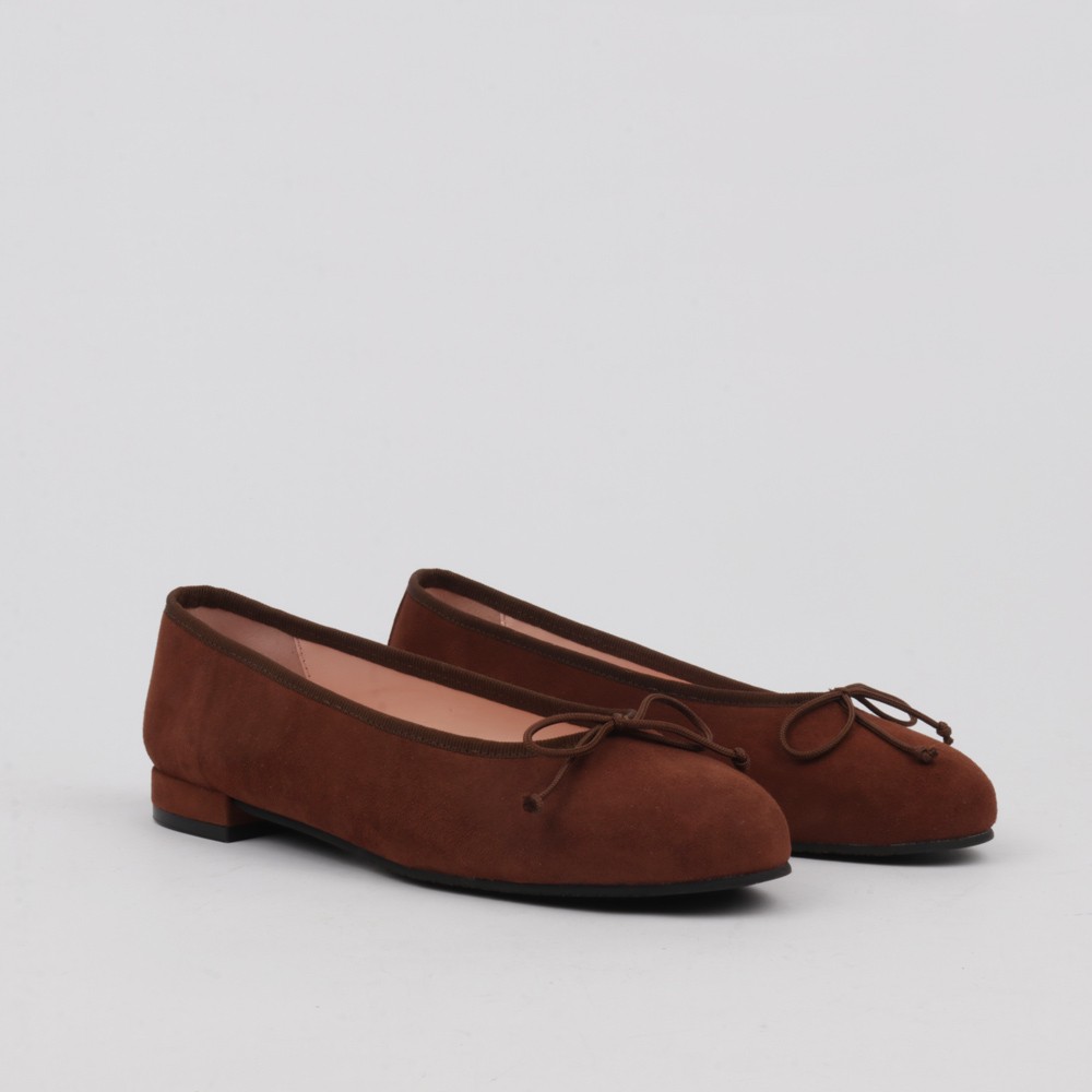 Ballet flats brown suede TAMARA - Collection flat woman shoes