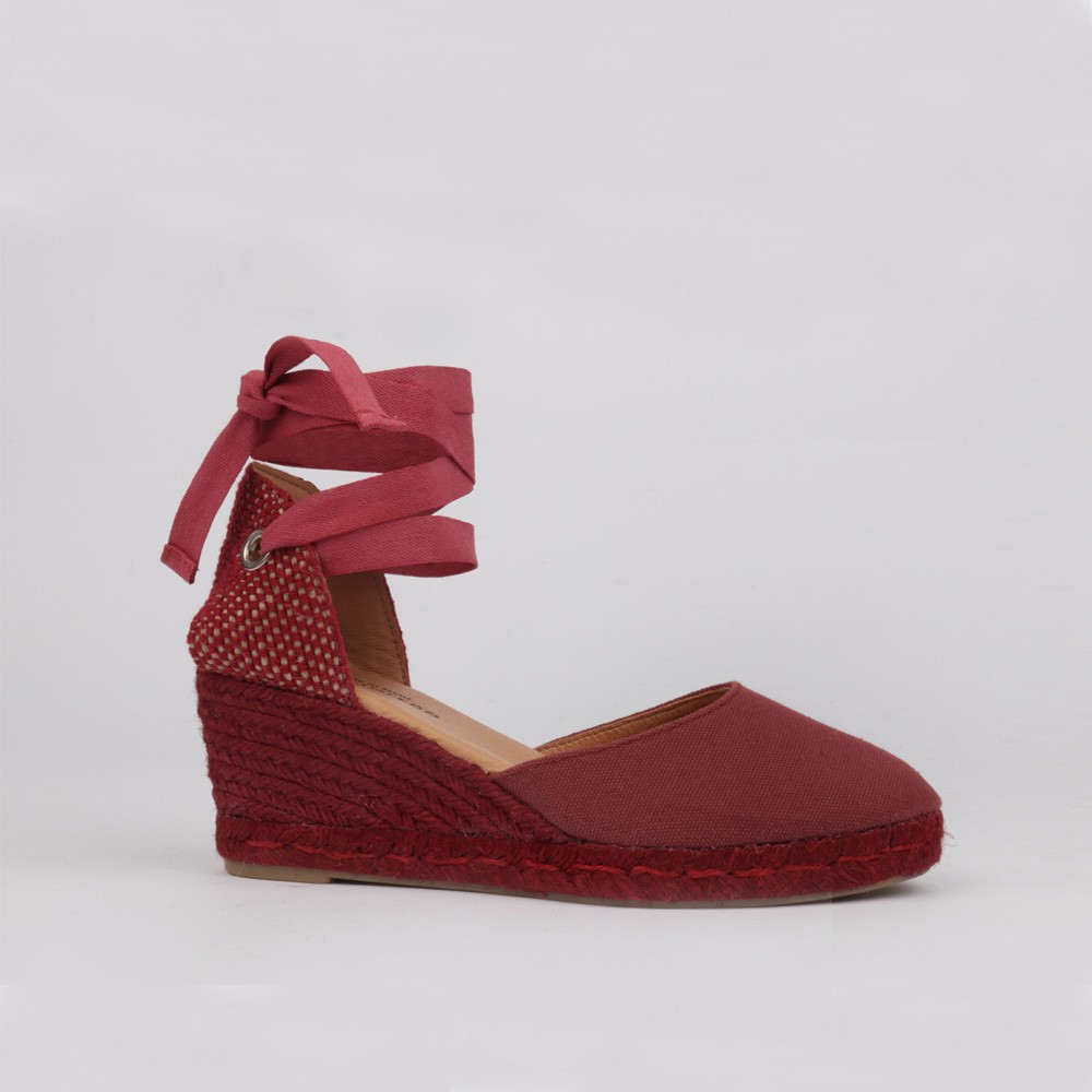 Espadrilles LUISA TOLEDO - Wedges 7 cm. burgundy canvas