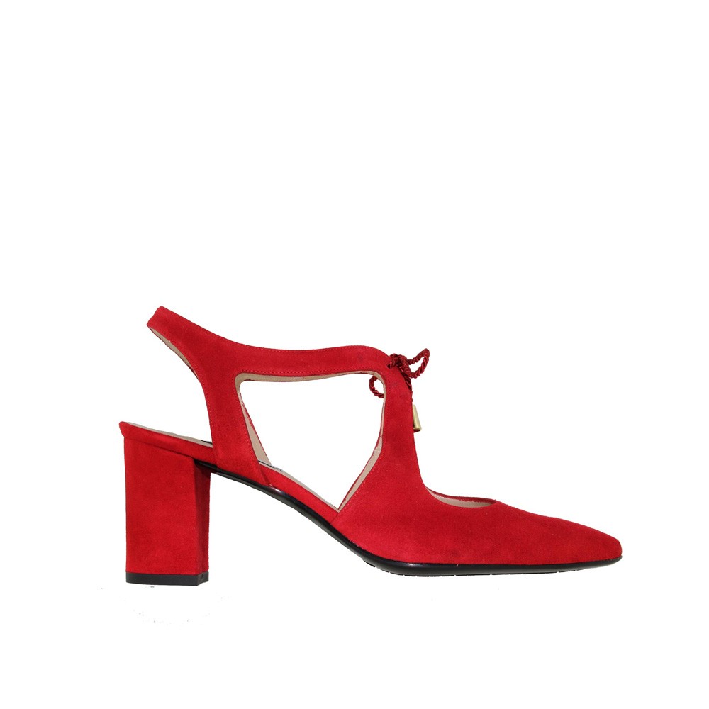Shoes SOFIA lace detail red suede