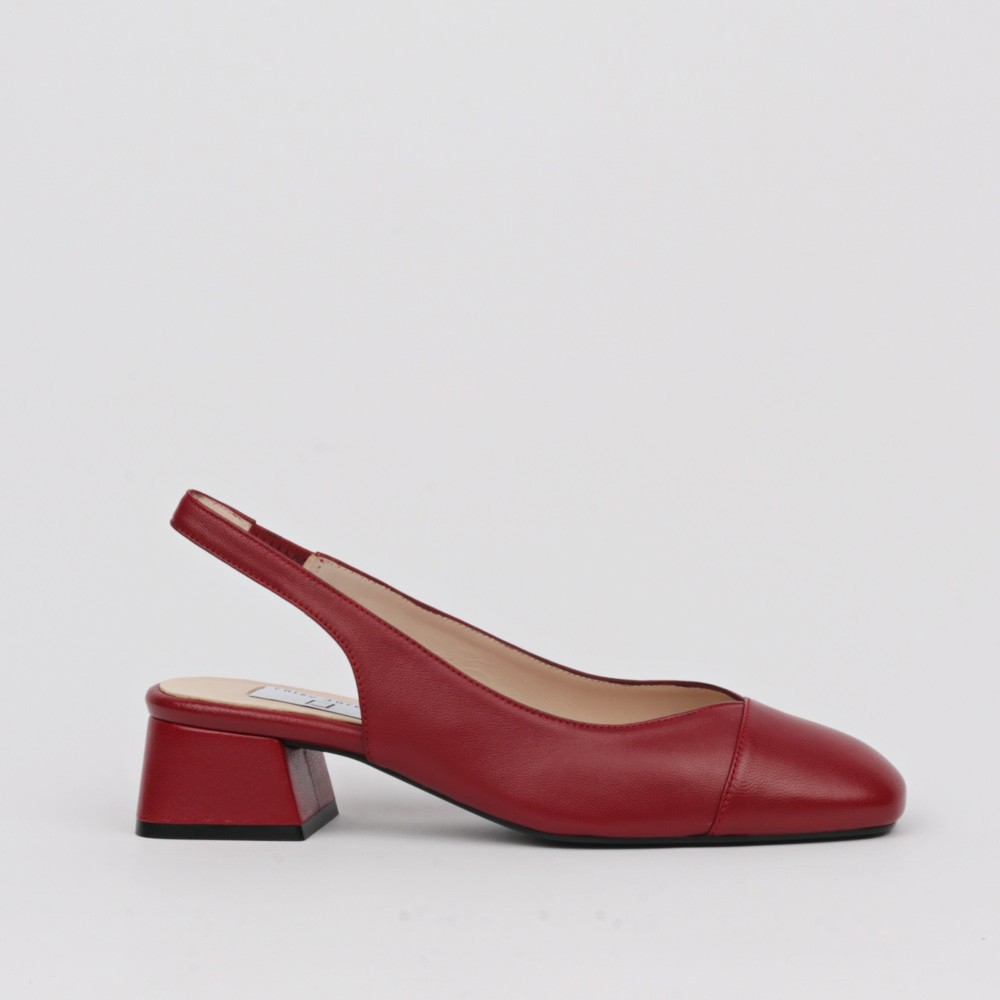Slingback low heel shoe burgundy color MIRANDA | Luisa Toledo