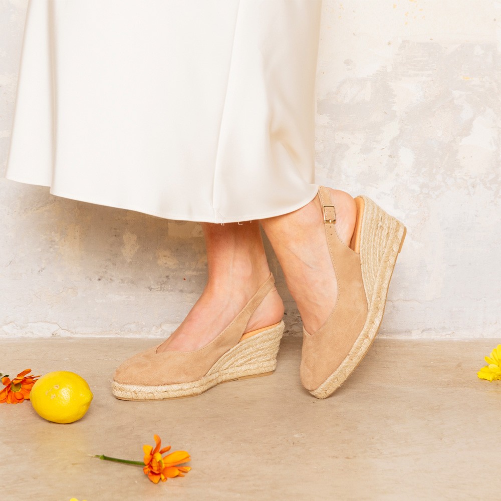 Esparto jute wedges taupe LT - Espadrilles 7 cm. AGATA