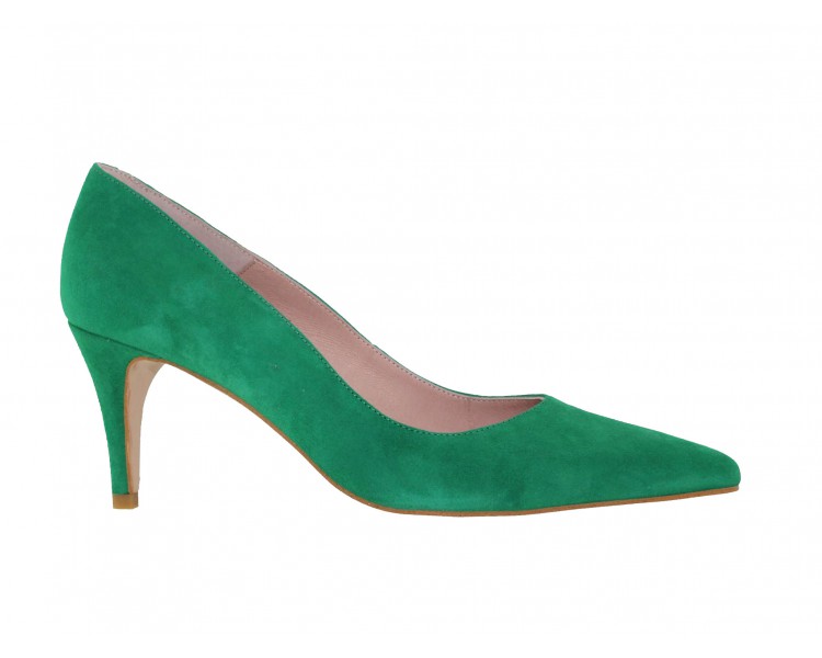 Stilettos green suede ISABELA 7.5 cm. heel