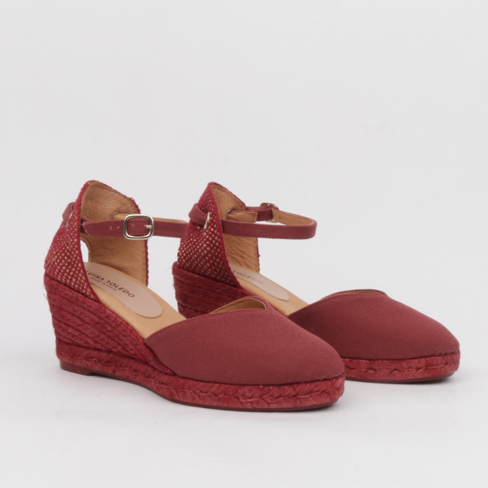Burgubdy espadrilles CATALINA - Luisa Toledo esparto wedges