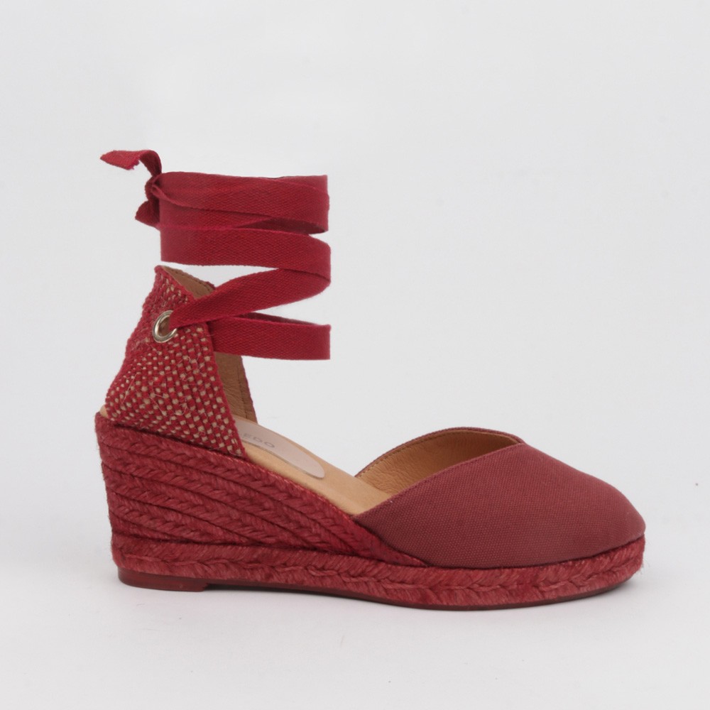 Burgubdy espadrilles CATALINA - Luisa Toledo esparto wedges