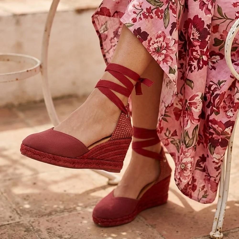 Burgubdy espadrilles CATALINA - Luisa Toledo esparto wedges