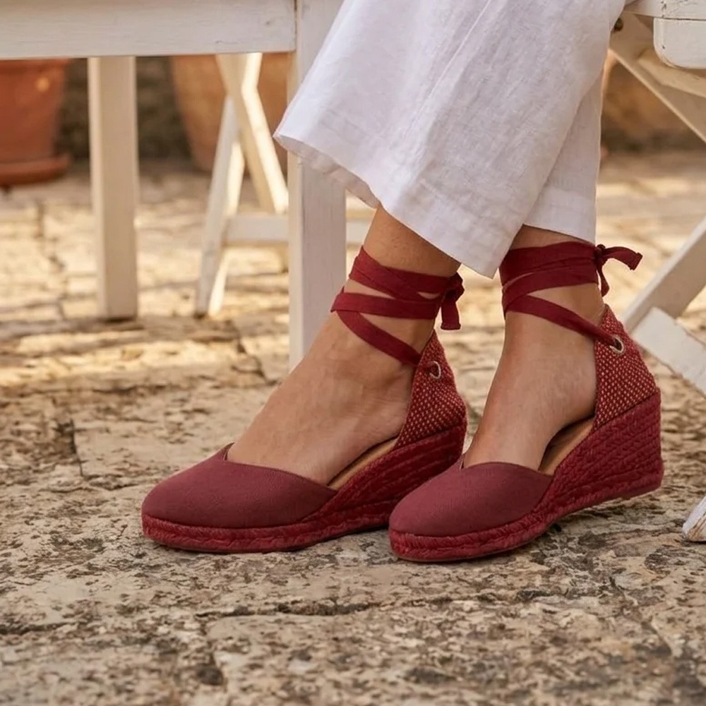 Burgubdy espadrilles CATALINA - Luisa Toledo esparto wedges