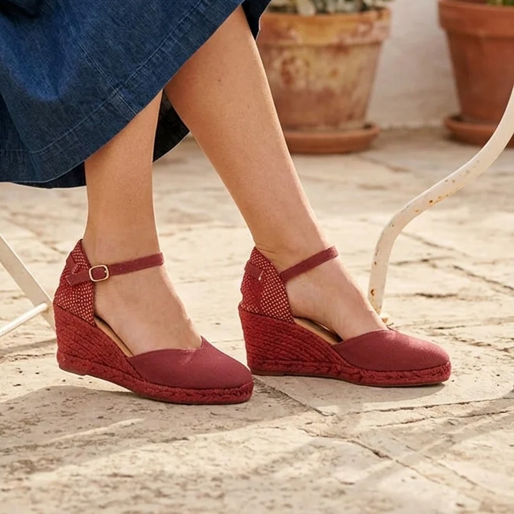 Burgubdy espadrilles CATALINA - Luisa Toledo esparto wedges