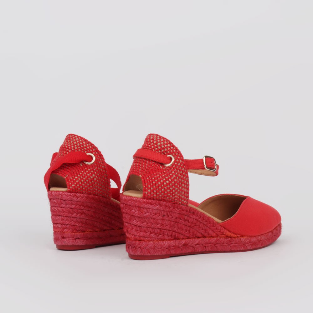 CATALINA LT espadrilles - Esparto wedges 7 cm. Red color