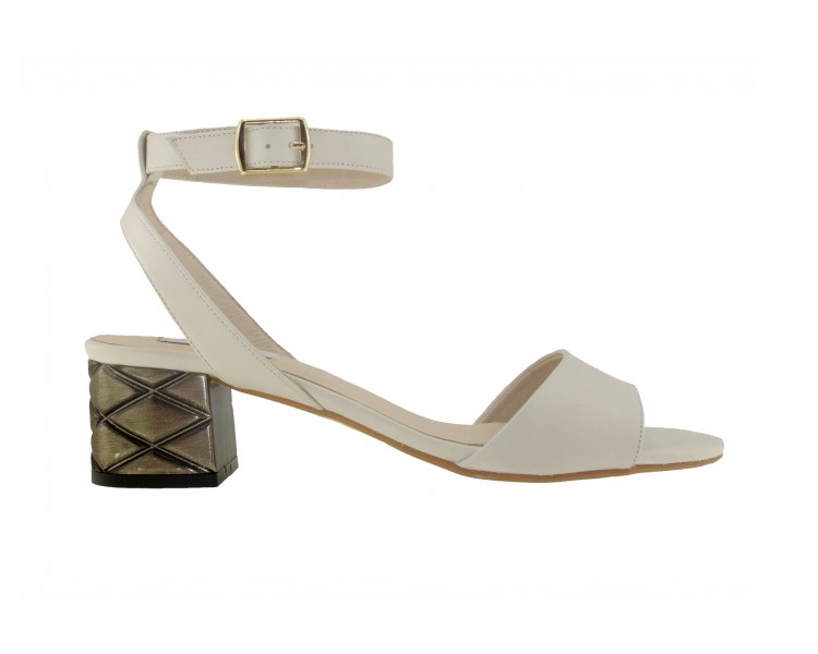 KIKA white sandals metal heel detail